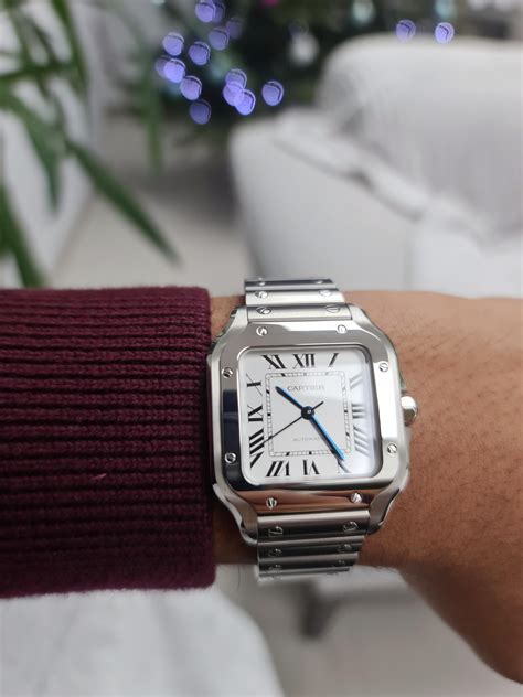 cartier santos medium on wrist